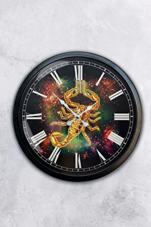 40 Cm Siyah Metal Akrep Burcu Duvar Saati