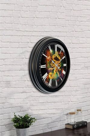 40 Cm Siyah Metal Akrep Burcu Duvar Saati