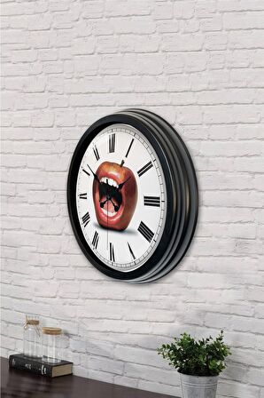 40 Cm Siyah Metal Ağız Duvar Saati