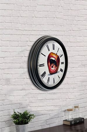 40 Cm Siyah Metal Ağız Duvar Saati