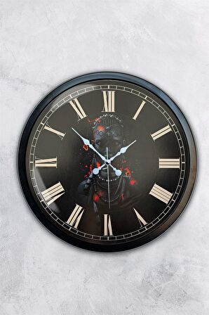 40 Cm Siyah Metal Afrikalı Kız Duvar Saati