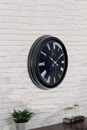 40 Cm Siyah Metal Afrikalı Kız Duvar Saati