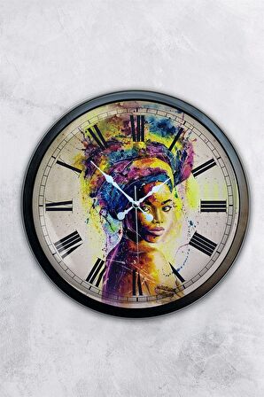 40 Cm Siyah Metal Afrikalı Duvar Saati
