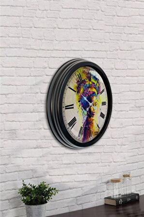 40 Cm Siyah Metal Afrikalı Duvar Saati