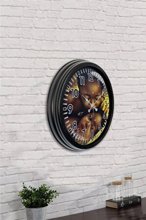 40 Cm Siyah Metal Afrikalı Çocuk Duvar Saati