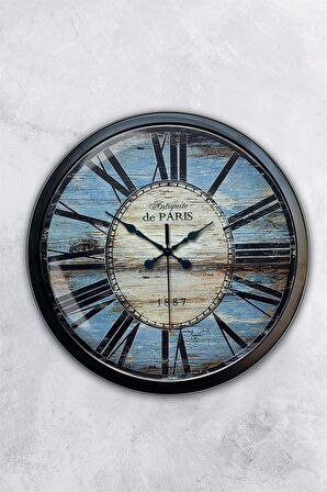 40 Cm Siyah Metal 1980 Modası Duvar Saati