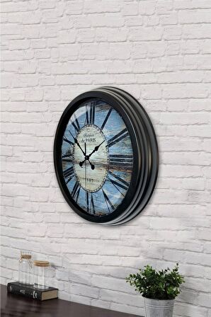 40 Cm Siyah Metal 1980 Modası Duvar Saati