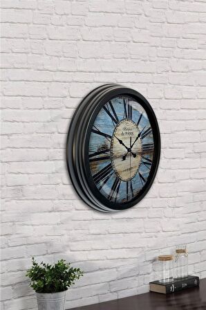 40 Cm Siyah Metal 1980 Modası Duvar Saati