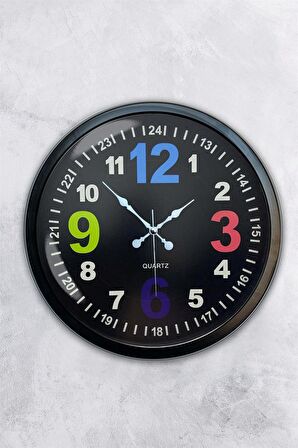 40 Cm Siyah Metal 13-24 Duvar Saati