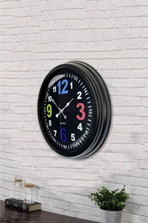 40 Cm Siyah Metal 13-24 Duvar Saati