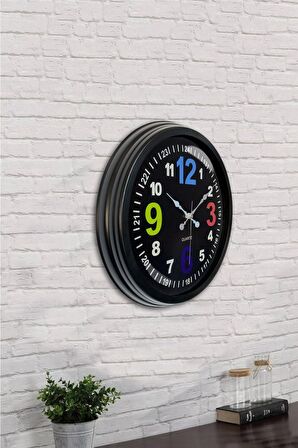 40 Cm Siyah Metal 13-24 Duvar Saati