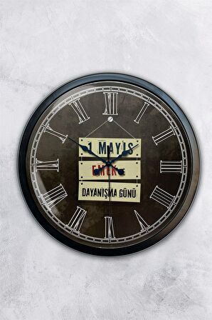 40 Cm Siyah Metal 1 Mayıs İşçiler Duvar Saati