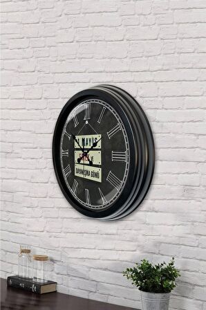 40 Cm Siyah Metal 1 Mayıs İşçiler Duvar Saati