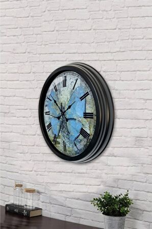 40 Cm Siyah Metal 1 Gün Duvar Saati