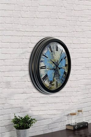 40 Cm Siyah Metal 1 Gün Duvar Saati