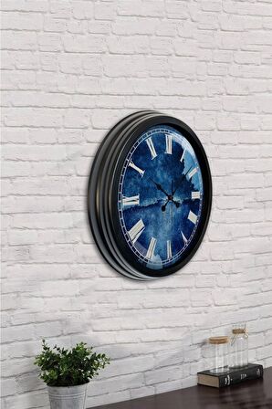 40 Cm Siyah Metal Beyaz Romen Duvar Saati