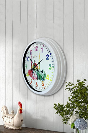 Hediyelik 40 Cm Beyaz Metal Cami Şerif Duvar Saati