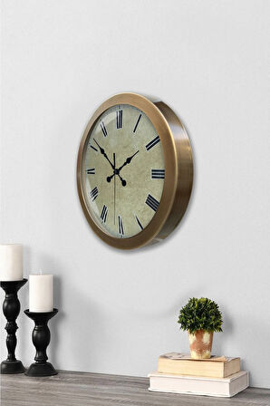 Hediyelik 36 Cm Eskitme Metal Eskitme Duvar Saati