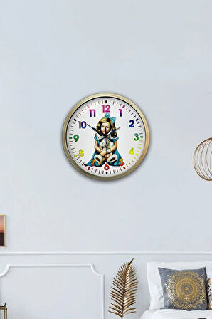 Hediyelik 40 Cm Eskitme Metal Genç Kız Duvar Saati