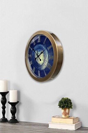 Hediyelik 36 Cm Eskitme Metal Taş Kalp Duvar Saati