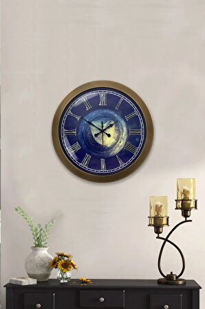 Hediyelik 36 Cm Eskitme Metal Taş Kalp Duvar Saati