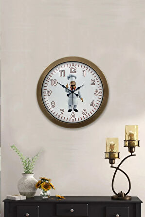 Hediyelik 36 Cm Eskitme Metal Aşçı Mutfak Duvar Saati