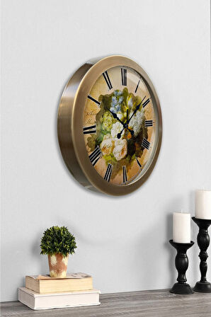 Hediyelik 36 Cm Eskitme Metal Dekoratif Duvar Saati