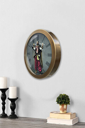 Hediyelik 36 Cm Eskitme Metal Yeniçeri Osmanlı Duvar Saati