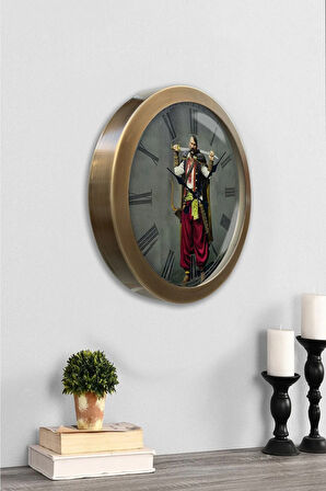 Hediyelik 36 Cm Eskitme Metal Yeniçeri Osmanlı Duvar Saati