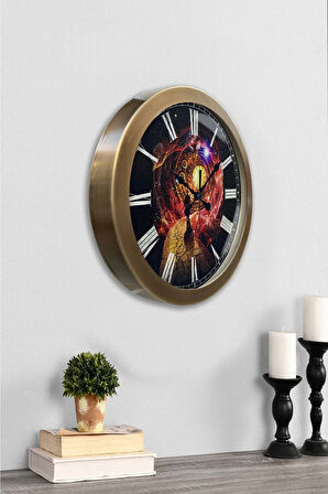 36 cm Eskitme Metal Astroloji Duvar Saati