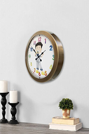 Hediyelik 36 Cm Eskitme Metal Çocuk Odası Duvar Saati