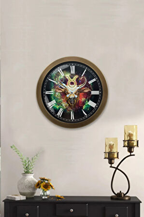 Hediyelik 36 Cm Eskitme Metal Boğa Burcu Duvar Saati