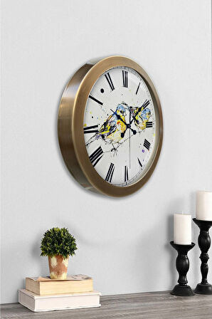 Hediyelik 36 cm Eskitme Metal Bird Duvar Saati