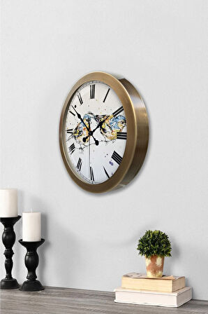 Hediyelik 36 cm Eskitme Metal Bird Duvar Saati