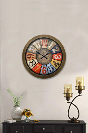 Hediyelik 36 Cm Eskitme Metal Retro Duvar Saati
