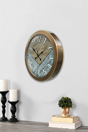 36 cm Eskitme Metal Klas Duvar Saati