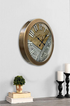 36 cm Eskitme Metal Klas Duvar Saati