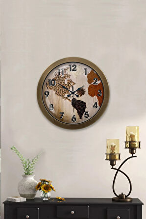 Hediyelik 36 Cm Eskitme Metal Harita Duvar Saati