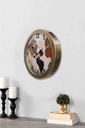 Hediyelik 36 Cm Eskitme Metal Harita Duvar Saati