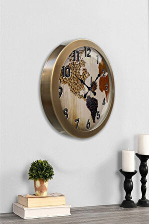 Hediyelik 36 Cm Eskitme Metal Harita Duvar Saati