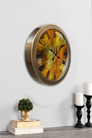 Hediyelik 36 cm Eskitme Metal Eskitme Duvar Saati