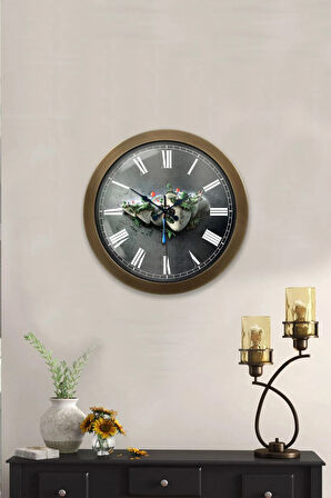 36 Cm Eskitme Metal Naturel Duvar Saati