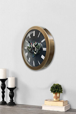 36 Cm Eskitme Metal Naturel Duvar Saati