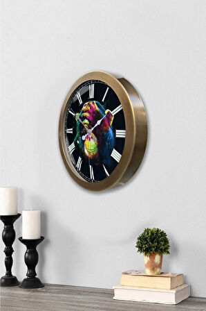 Hediyelik 36 Cm Eskitme Metal Maymun Duvar Saati