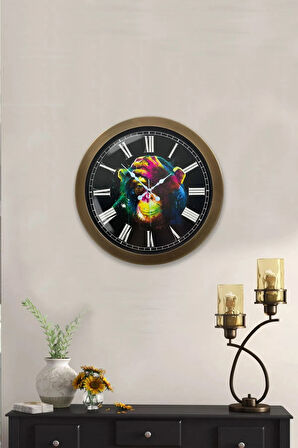Hediyelik 36 Cm Eskitme Metal Maymun Duvar Saati