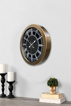 Hediyelik 36 Cm Eskitme Metal Dekoratif Duvar Saati