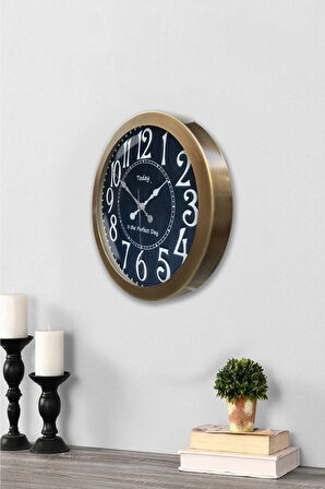 Hediyelik 36 Cm Eskitme Metal Dekoratif Duvar Saati
