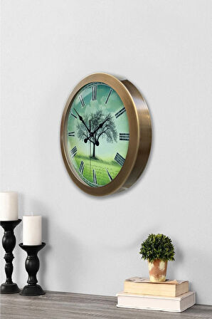 Hediyelik 36 Cm Eskitme Metal Çınar Duvar Saati