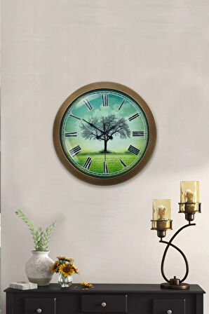Hediyelik 36 Cm Eskitme Metal Çınar Duvar Saati