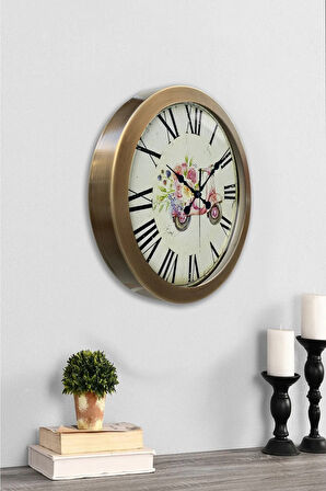 Hediyelik 36 Cm Eskitme Metal Pembe Motor Duvar Saati